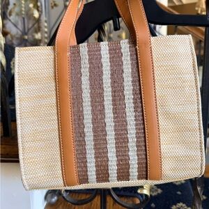 J. McLaughlin Tan and Cream Crossbody Bag EUC